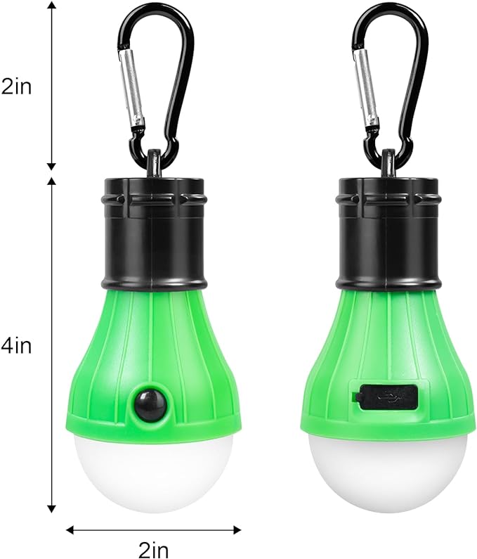 Jarxin Led Camping Lantern USB Rechargeable,Outdoor Tent Lights for Camping Hanging,Kids with Clip Hook Camping Flashlight (2 Packs Black)