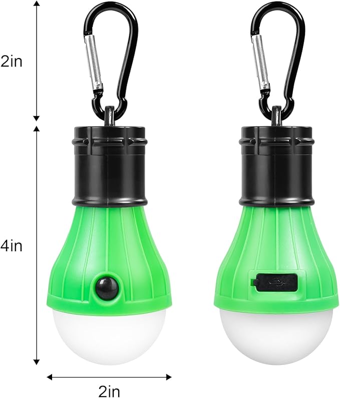 Jarxin Led Camping Lantern USB Rechargeable,Outdoor Tent Lights for Camping Hanging,Kids with Clip Hook Camping Flashlight (4 Packs Black)