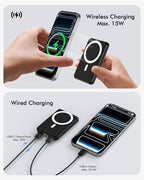 podoru for Magsafe Power Bank, 10000mAh Magnetic Portable Charger with 22.5W PD Fast Charging USB-C Cable LED Display Wireless Battery Pack for iPhone 17/16/15/14/13/12 Series-Black