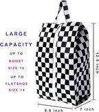 Travel Shoe Bags, Set of 12, Large Oxford Fabric Storage Bags with Zipper and Handle, Water-Resistant Pouches (Checkerboard)