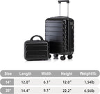 Kids Luggage Sets for Girls, 2 Piece Luggage Set, 20 Inch Rotating Wheel Suitcase with 14 Inch Cosmetic Case, Lightweight Hardshell Suitcase with 360° Spinner Wheels for Travel (Black)