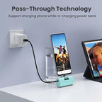 Mini Portable Charger USB C Power Bank,Upgraded 5500mAh PD Fast Charging Battery Pack Built-in USB-C Connector Travel Essential for iPhone17/17Pro/17Pro Max/Air/16 Plus/16Pro Max/15 Series (Green)