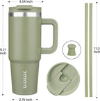 BJPKPK 30 oz Stainless Steel Tumbler With Handle Insulated Tumblers With 2 Straw Travel Coffee Mug With Lid,Sage