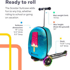 Lascoota Scooter Suitcase - Foldable 2-in-1 Luggage - LED Light Wheels & Lightweight Carry Luggage - Overhead-Ready Carry Suitcase for Kids - Ice Cream, 17.3 x 12.4 x 8.7 in