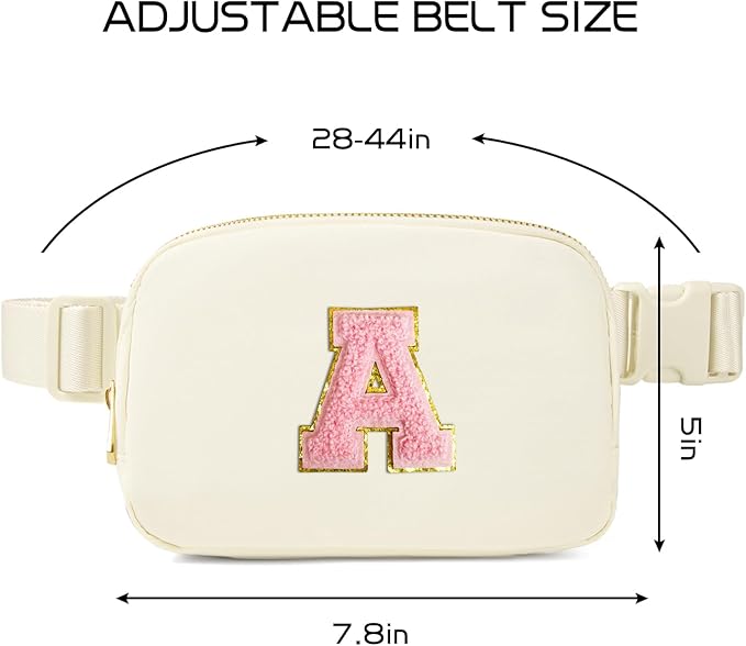 Gitus Personalized Gifts Birthday Gifts for Girls Fanny Pack Cross Body Bags with Initial Letter Preppy Stuff Gifts for Her Girlfriend Wife Sister Friends Mom (Ivory-A)