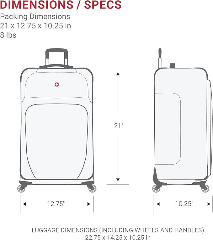 SwissGear Sion Softside Expandable Luggage – Carry-On Suitcase with 360 Degree Wheels & Retractable Handle – 21 Inch, Perfect for 1-3 Night Trips – Burgundy