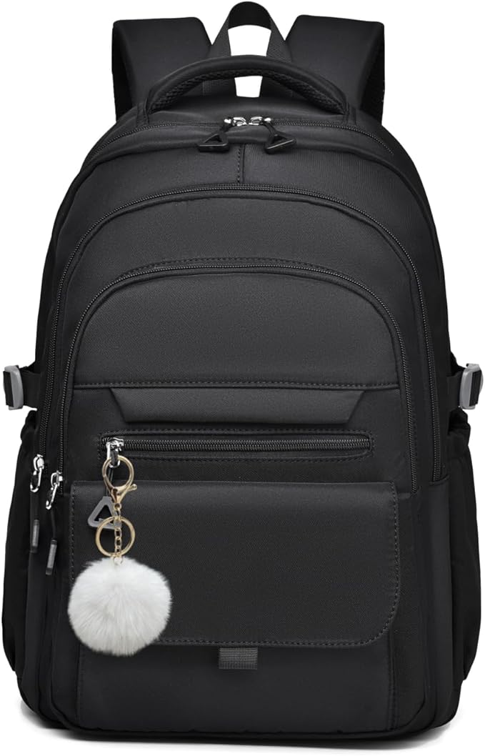 Backpack for Girls, Solid-Color School Backpack for Boys Kids, Aesthetic Girls Bookbag for Elementary School Travel Daypack,Black