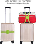 Luggage Straps Bag Bungees for Add a Bag Easy to Travel Suitcase Elastic Strap Belt (L Green, L Green)