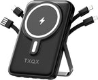 for Magsafe Battery Pack,10000mAh Magnetic Power Bank 22.5W PD Fast Charging with LED Display,Wireless Portable Charger with Built-in Cables and Stand for iPhone 17/16/15/14/13/12/Pro/Pro Max