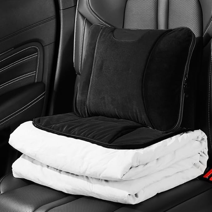 Car Travel Blanket Waist Support Blanket for Mercedes Benz/AMG GL X166 X164 SUV GL 350 400 450 500 550 / GL63, Premium Soft 3 in 1 Warm Soft Travel Blanket Car Pillow Blanket,Black