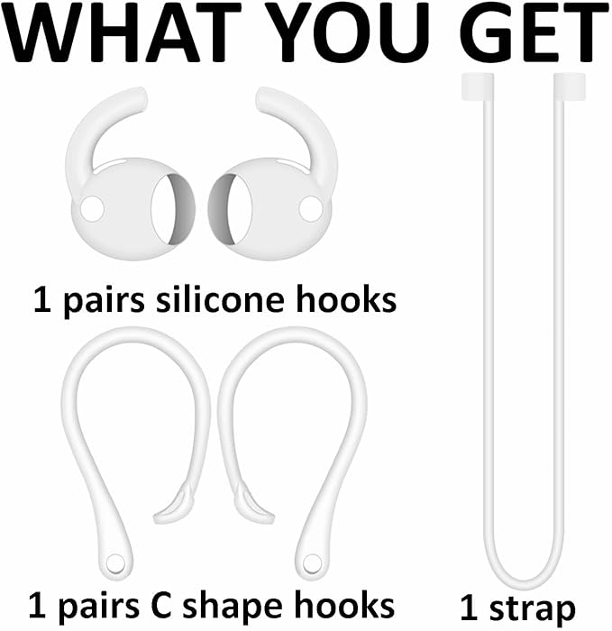 A-Focus Galaxy Buds 3 Pro Anti-Slip Kit Replacement Ear Hooks Sport Ear Tips Non-Slip Silicone Eartips and Covers Gel Wings Ergonomic Design Strap Compatible with Samsung Galaxy Buds 3 Pro White
