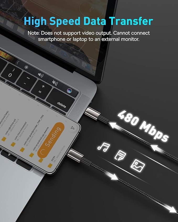 Baseus USB C Cable, 100W PD 5A QC 4.0 Fast Charging USB C to USB C Cable, Zinc Alloy Nylon Braided Type C Data Cable for Samsung S21 S20+ S10 Note 10 iPad Pro MacBook Pro Google Pixel and More (2M)