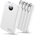 HAIARA 10000mAh Power Bank with 4 Built-in Cables,20W PD Fast Charging Portable Charger with LED Display,USB-C & USB-A Outputs,5 Devices Simultaneous Charging,External Battery Pack for iPhone-White