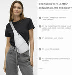 LATMAP Sling Bag For Women Faux Leather Small Casual Daypack Backpack Fanny Pack Crossbody Chest Bags Purse