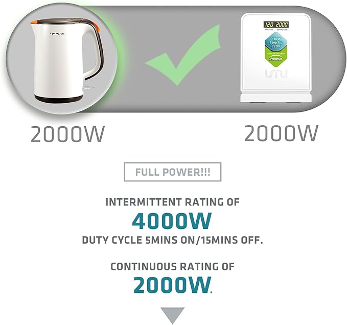 UMI 2000 Watt Step Up Voltage Converter 110V to 220V Transformers, Used in 110V/120V Countries, Convert from 110-120 Volt to 220-240 Volt - CE & CQC Certified
