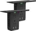 Socket Wall Shelf-CFMASTER 10 Port Surge Protector Wall Outlet, 8 Electrical Outlet Extenders and 2 USB Ports 2.4A, with Removable Built-In Shelf, FCC Listed (2, Black)