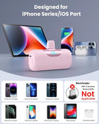 Mini Portable Charger for iPhone,Upgraded 22.5W PD Fast Charging 5500mAh Ultra-Compact Power Bank,LCD Display Plug-in Cute Battery Pack Travel Essentials for iPhone 14/14Pro/13/12/11/X/8/7/6plus-Pink