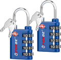 Forge Dual-Opening: Key or Combination Lock, TSA Approved Lock for Luggage, Pelican case, Travel, Gym, School, Luggage Combination Lock, Travel Bag Lock (Blue 2 Pk)