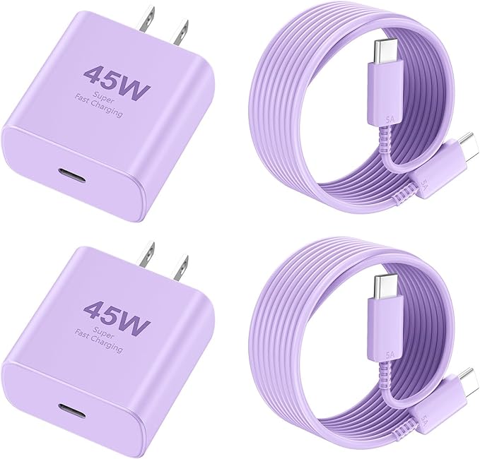 Phone 17 16 Pro Max Charger Fast Charging, 45W USB C Phone 17 16 Super Fast Charger Block with 10ft Long Type C Charging Cable Cord for i.Phone 17 Pro Max/17 Pro/17 Air/17/16/16Pro/16 Pro Max-Lavender