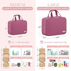HOTOR Travel Toiletry Bag - Hanging Toiletry Bag for Women & Men, Makeup Bag/Big Comparment, Waterproof for Travel Accessories, Travel Essentials, Medium, Rosewood-Pink