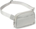 Pander Everywhere Belt Bag for Women, 5 Zipper Pockets Nylon Crossbody Fanny Pack Purse (Seal Grey)