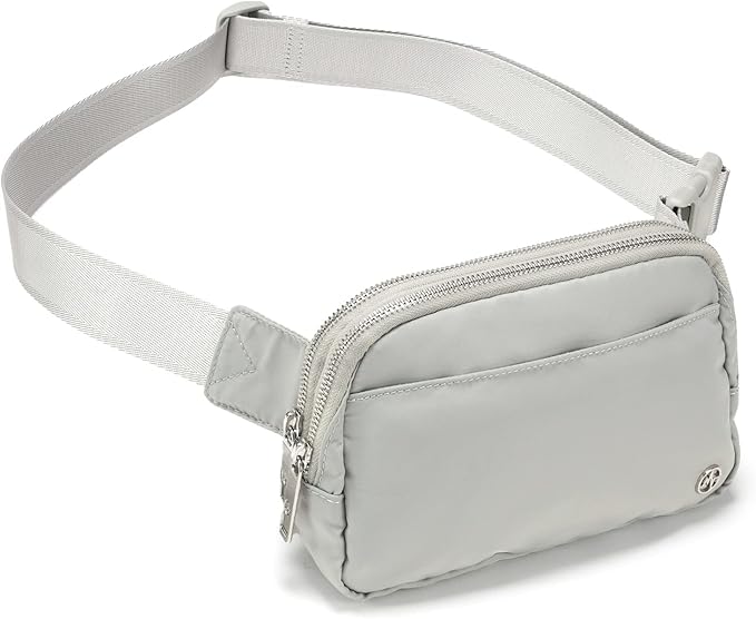 Pander Everywhere Belt Bag for Women, 5 Zipper Pockets Nylon Crossbody Fanny Pack Purse (Seal Grey)