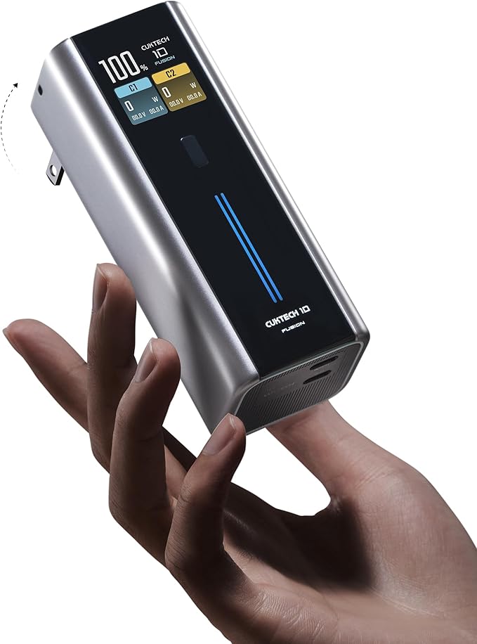 CUKTECH 10 Fusion 9000mAh Power Bank with 65W Wall Charger, Portable Charger with Smart Display, Power Adapter with Dual USB-C Ports, Fast Charging for MacBook, iPhone 17/16 Series, Galaxy, Pixel