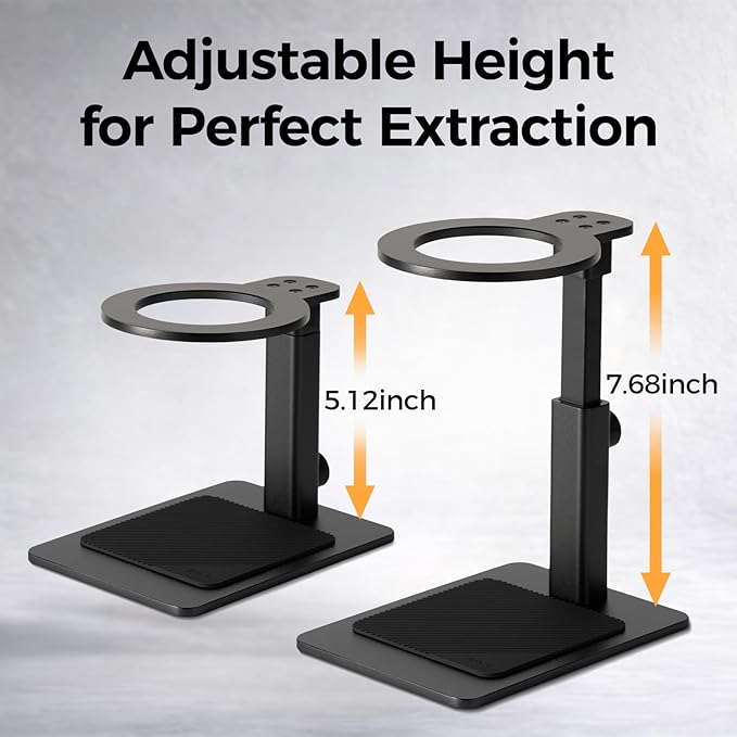 IKAPE Adjustable Portable Coffee Maker Stand, Aluminum Alloy Universal Coffee Machine Holder with Anti-Slip Base, Height Adjustable 13–19.5cm, for Home, Office & Camping