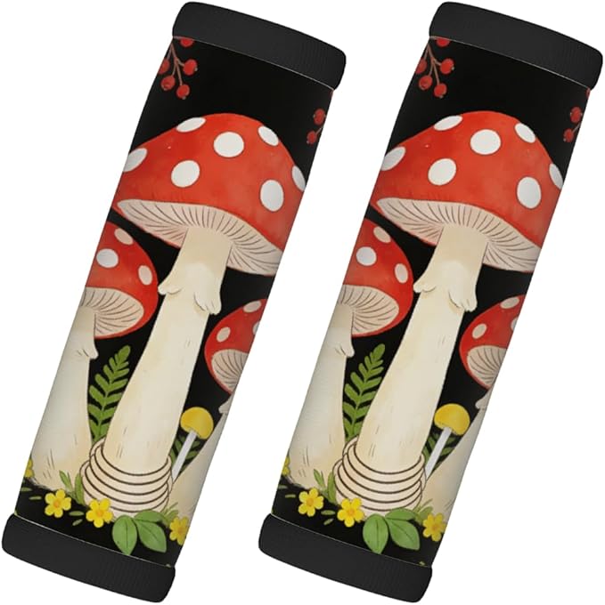 2 Pack Luggage Handle Wrap with Travel Tags - Non-Slip Protective Cover Soft Handle Grips Covers for Suitcase(Mushroom Butterfly Flower)