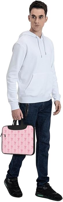 Laptop Bag for Women & Men, Laptop Carrying Case Laptop Sleeve Pink Ribbons Bow Colorful Cartoon Water Resistant Computer Case Messenger Shoulder Bag for 14 Inch Laptop Briefcase