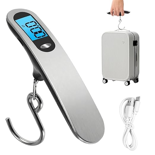Luggage Scale, NEW 2.0 Portable Digital Suitcase Weight Scale with USB Charging, 110 Lb/50kg Luggage Scale with Hook, Travel Scale for Travel, Household and Outdoor
