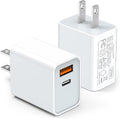 [2 Pack] LCGENS USB C Wall Charger Block 20W, Dual Port PD Power Delivery Fast Type C Charging Block Plug Compatible with iPhone 11/12/13/14/15/16/17 Pro Max, XS/XR/X, Ipad Pro, Samsung Galaxy