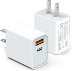 [2 Pack] LCGENS USB C Wall Charger Block 20W, Dual Port PD Power Delivery Fast Type C Charging Block Plug Compatible with iPhone 11/12/13/14/15/16/17 Pro Max, XS/XR/X, Ipad Pro, Samsung Galaxy
