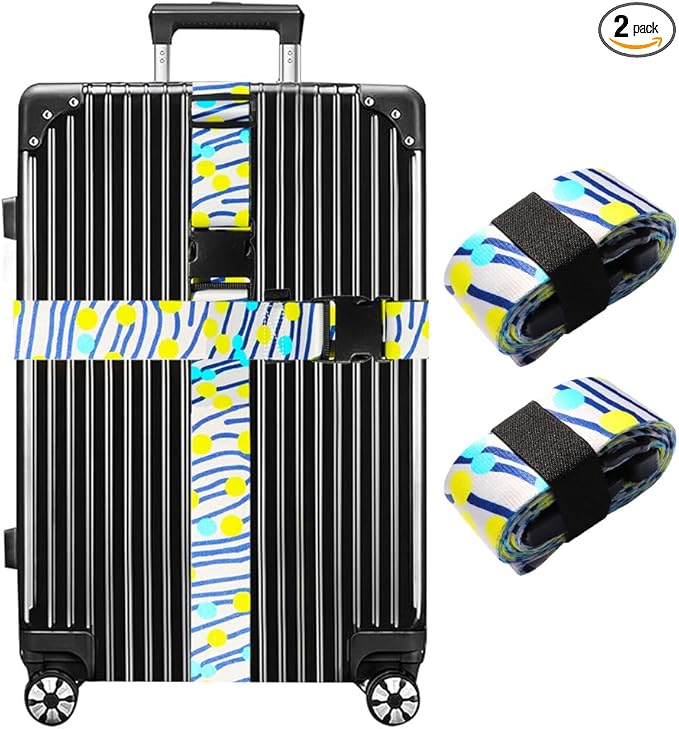 Luggage Straps for Suitcases TSA Approved Easy Pack Organized Suitcase Strap, Luggage Strap, Luggage Belt Strap, Bag Straps for Luggage. Buckle Straps Travel Accessories (Stripe)