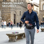 VENTURE 4TH RFID Money Belt for Travel with RFID Blocking Sleeves – Slim Hidden Travel Wallet & Passport Holder for Men & Women, Lightweight Anti-Theft Pouch to Protect Cash, Cards & Documents - Black