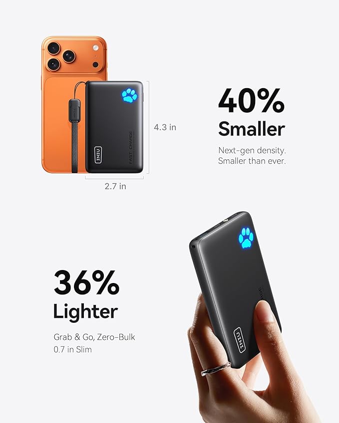 INIU Ultra Slim 10000mAh 45W PD Power Bank & Qi2 Certified, 3 in 1 Wireless Charging Station for Apple Multiple Devices Combo