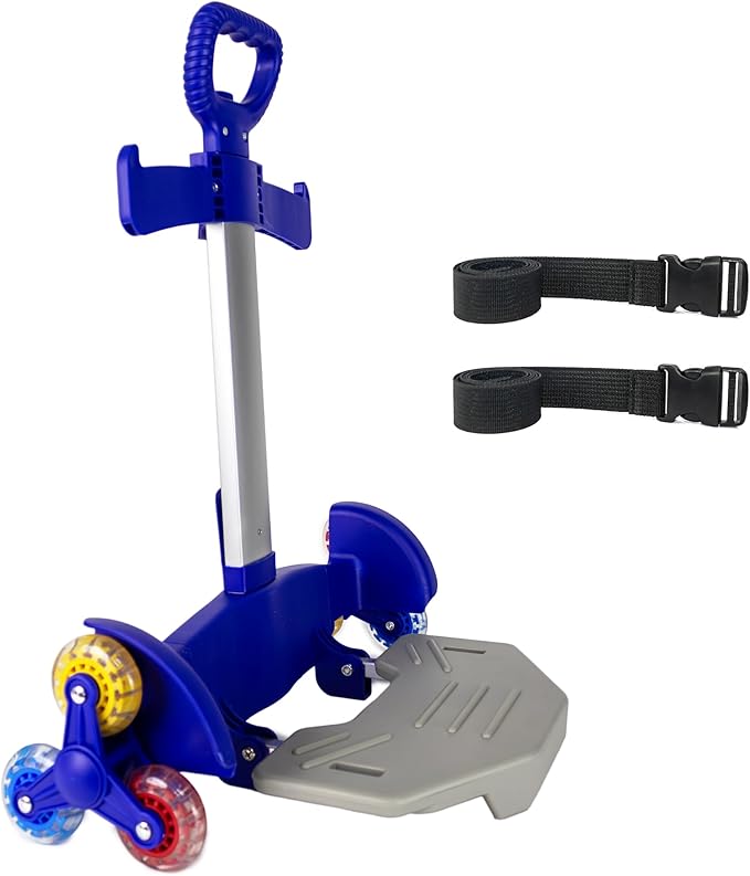 Rolling Backpack Cart, Foldable Aluminum Trolley with Adjustable Handle & All-Terrain Wheels, Lightweight Carrier for Travel, Commuting & Daily Use – Royal Blue, 3-Wheel Stair-Climbing