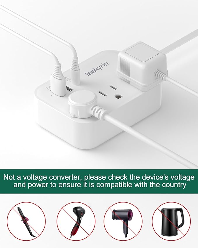 UK Adapters for Travel(13A), US to UK Plug Adapter with 3 Outlets 3 USB Charging Ports (USB-C), Type G Travel Adapter with 3FT Extension Cord, USA to Scotland British London England Irish Dubai