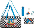 Sonic The Hedgehog Classic 5-Pc Duffle Bag Utility Case Water Bottle Key Chain and Carabiner