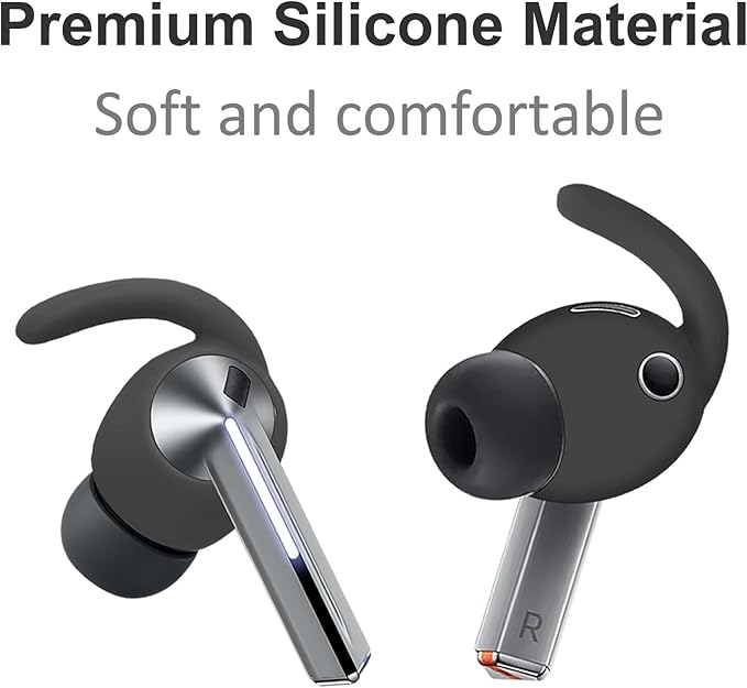 A-Focus Galaxy Buds 3 Pro Anti-Slip Kit Replacement Ear Hooks Sport Ear Tips Non-Slip Silicone Eartips and Covers Gel Wings Ergonomic Design Strap Compatible with Samsung Galaxy Buds 3 Pro Black