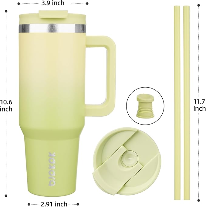 BJPKPK Tumbler With Handle And Straw 40oz Insulated Tumbler Cups With Lid Stainless Steel Travel Coffee Mug,Lime