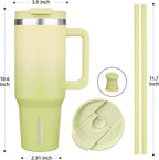 BJPKPK Tumbler With Handle And Straw 40oz Insulated Tumbler Cups With Lid Stainless Steel Travel Coffee Mug,Lime
