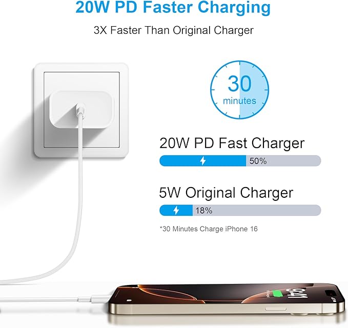 3 Pack iPhone 17 16 15 Charger Fast Charging 10FT - 20W USB C Charger Block with 10FT Type C to C Cable Compatible with iPhone 17/17 Pro/17 Pro Max/Air/16/16e/15, iPad Pro, iPad Air (Yellow)