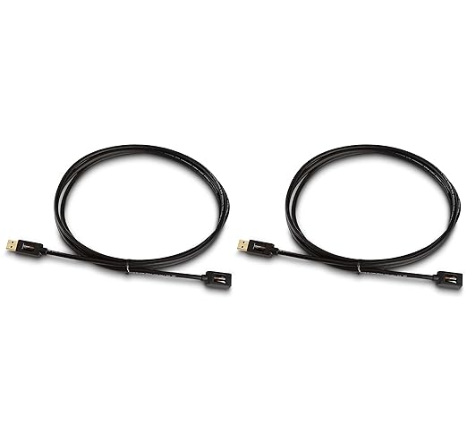 Amazon Basics 2-Pack USB 3.0 Extension Cable, A-Male to A-Female, 4.8Gbps High-Speed, Gold-Plated Connectors, 6 Foot, Black