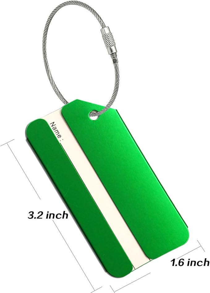 Aluminum Luggage Tags, Luggage Tag Holders for Travel Luggage Baggage Identifier by Ovener (2Pack Green)