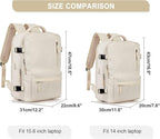 WONHOX Large Travel Backpack Women, Carry On Backpack,Hiking Backpack Waterproof Outdoor Sports Rucksack Casual Daypack with USB Charging Port Shoes Compartment,Beige