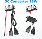 2-Pack DC 12V 20V to 5V 3A USB, Aideepen USB Female DC Converter Adapter Buck Module, for Car Power,Golf Cart Scooters, Motors and DIY(Dual USB Port)