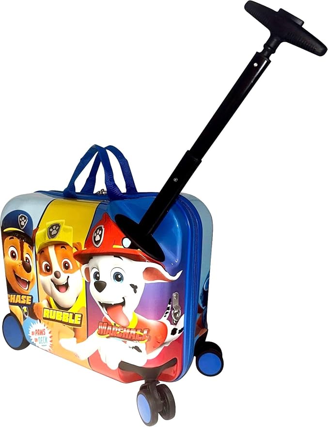 Fast Forward Paw Patrol Ride-On 18" Suitcase for Kids/Tow-Along Toddler Carry-On Luggage with Wheels