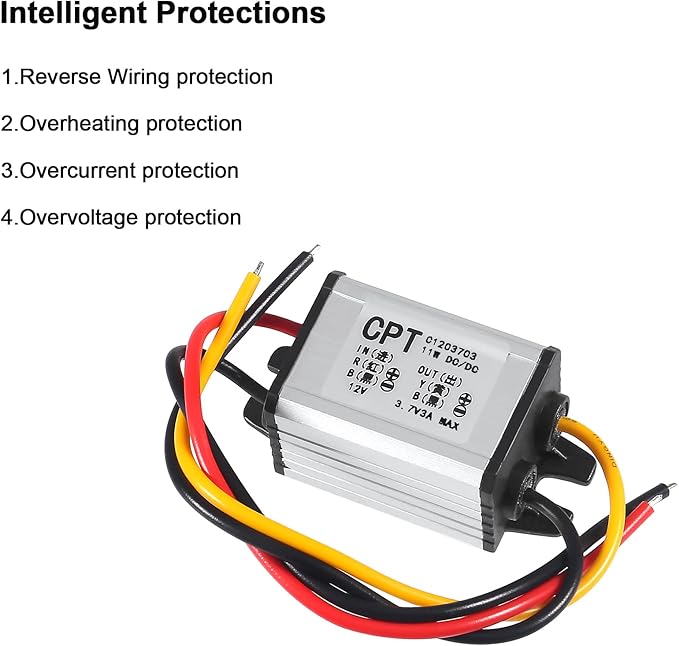 2pcs 12V to 3.7V Converter DC Step Down Buck Voltage Regulator Power Supply Transformer Module 3A 11W Waterproof Car Power Converter for Car Auto Motor