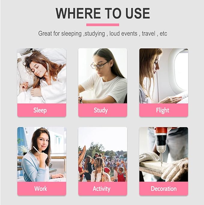 LYSIAN Slim Fit Foam Ear Plugs for Small Ear Canals, 100 Pairs 35dB SNR Noise Reduction Earplugs for Sleeping, Study, Snoring and Quiet Time, Women, Teens, Pink